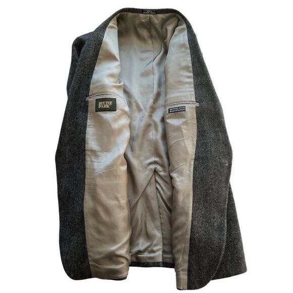 NWT Vintage Tweed Wool Sport Coat Jacket Men 46L Herringbone Gray Irvine Park - Picture 6 of 11